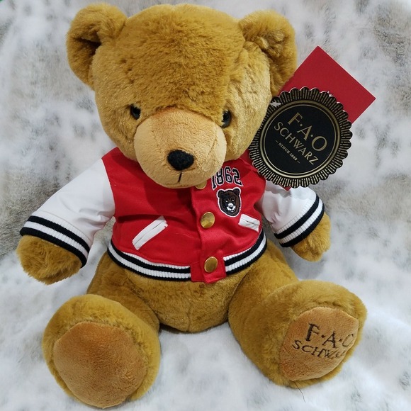 FAO Schwarz Other - FAO Schwartz‎ Varsity Teddy Bear 12" Stuffed Animal Sealed Adoption Records Gift